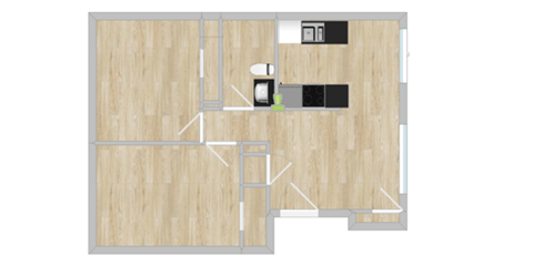 2 Bedroom One Bathroom Floor Plan